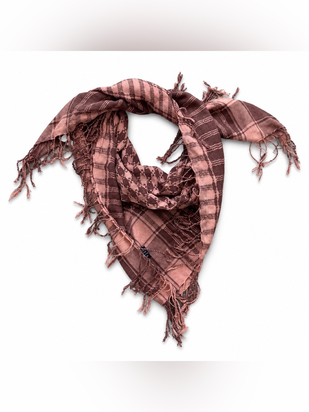 Vintage Arden B Plaid Fringe Scarf